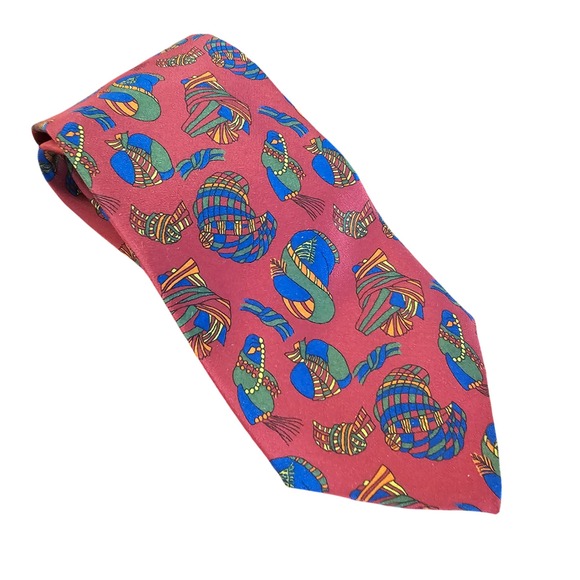 Christian Dior Other - Vintage 90s Christian Dior Monsieur Silk Tie Red Italian‎ Novelty Pattern Luxury